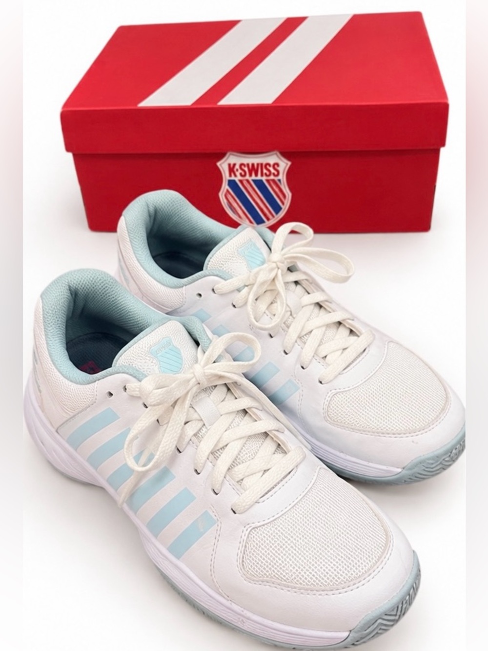 K-Swiss Hypercourt Supreme Women’s Tennis Shoes White Blue Size 9